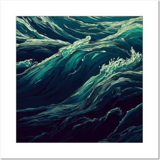 Ocean waves pattern Posters and Art